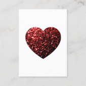 Donkerrode hart nep glitterspikkels visitekaartje (Voorkant)