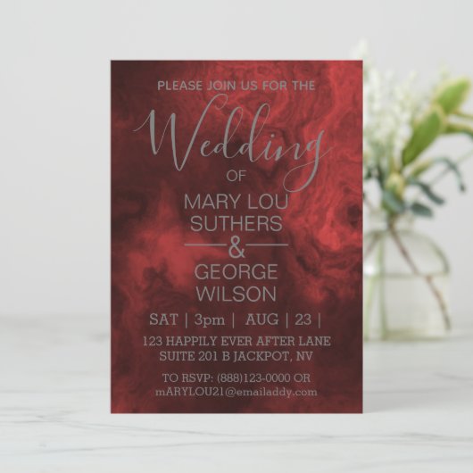 Donkerrode hele gerookte marmer Weddenschap Kaart (Staand voorkant)