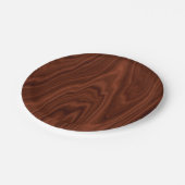 Donkerrode houtextuur papieren bordje (Gekanteld)
