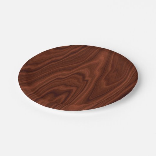 Donkerrode houtextuur papieren bordje (Gekanteld)