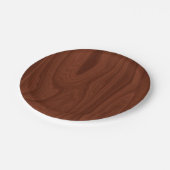 Donkerrode houtextuur papieren bordje (Gekanteld)