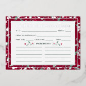 Donkerrode hulst en bessen seizoensgebonden recept folie uitnodiging (Voorkant)