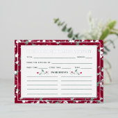 Donkerrode hulst en bessen seizoensgebonden recept folie uitnodiging (Staand Voorkant)