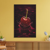 Donkerrode kersensplash in water kunst canvasprint canvas afdruk (Insitu (Woonkamer))