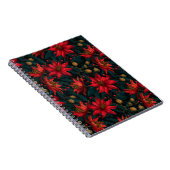 Donkerrode Kerst Florale Patroon Notitieboek (Rechterzijde)