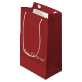 Donkerrode kerstcadeautas klein cadeauzakje (Voorkant Gekanteld)