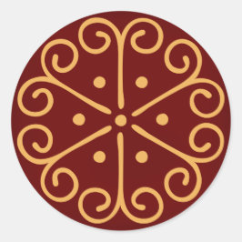 Donkerrode kerstenvelop afdichting w / gouden snee ronde sticker