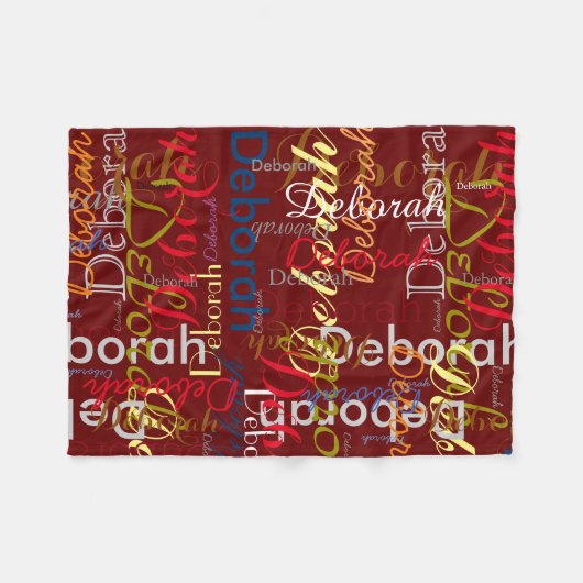 Donkerrode kleurennaam Typografie Fleece Deken (Voorkant (Horizontaal))