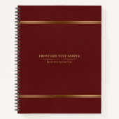 Donkerrode lederen textuur gouden tonerstrips notitieboek (Voorkant)