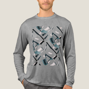 Donkerrode Leisteenblauwe Turquoise Draaiende Lijn Tri-Blend Shirt