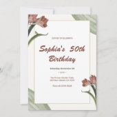 Donkerrode Lelies Verjaardag Uitnodiging (Voorkant)