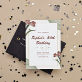 Donkerrode Lelies Verjaardag Uitnodiging