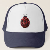 Donkerrode lieveheersbeestje nepschittertje glinst trucker pet (Voorkant)