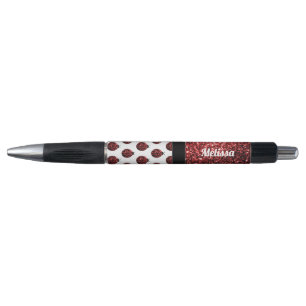 Donkerrode lieveheersbeestje nepschittertjes glins pen