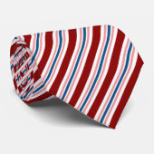 Donkerrode marineblauw Blush roze Stripes Patroon Stropdas (Opgerold)