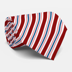 Donkerrode marineblauw Blush roze Stripes Patroon Stropdas