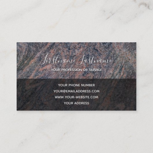 Donkerrode marmer monogram zwarte marmer visitekaartje (Achterkant)