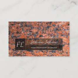 Donkerrode marmer monogram zwarte marmer visitekaartje