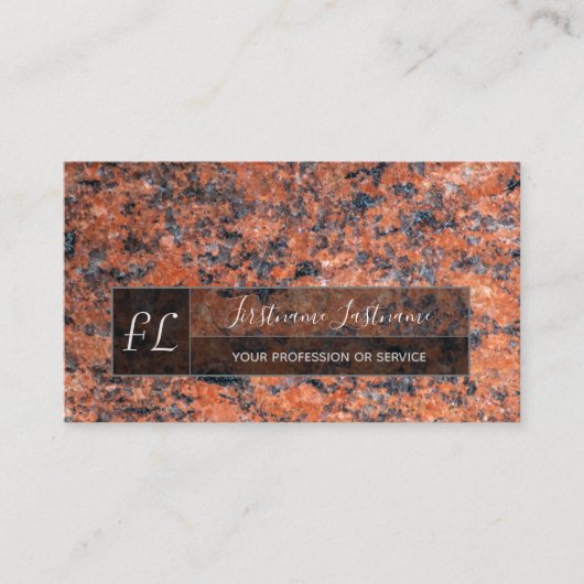 Donkerrode marmer monogram zwarte marmer visitekaartje (Voorkant)