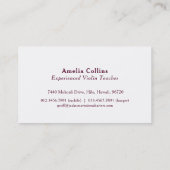 Donkerrode moderne vioolsnaren visitekaartje (Achterkant)