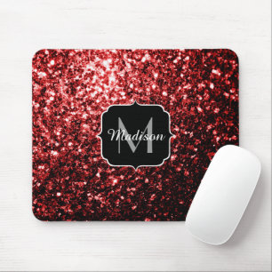 Donkerrode namaak Glitter glinsteringen Glamour Mo Muismat