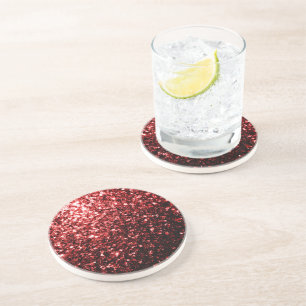 Donkerrode namaak Glitter glinstert Glamour Zandsteen Onderzetter