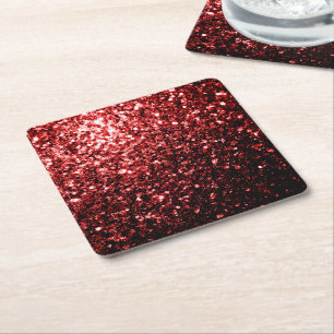 Donkerrode namaak Glitter sprankels Glamour Kartonnen Onderzetters