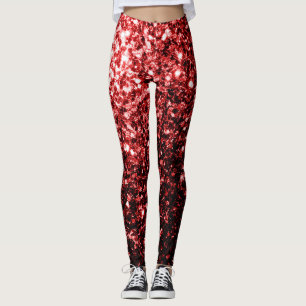 Donkerrode namaak Glitter sprankels Glamour Leggings