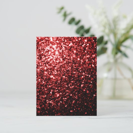 Donkerrode namaak Glitter sprankeltjes Glamour Briefkaart (Staand voorkant)
