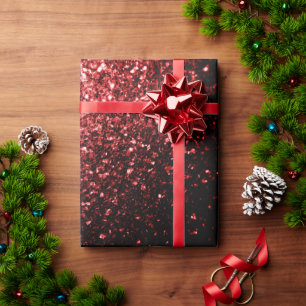 Donkerrode namaak Glitter sprankeltjes Glamour Cadeaupapier