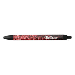Donkerrode namaak Glitter sprankeltjes Glamour Maa Zwarte Inkt Pen