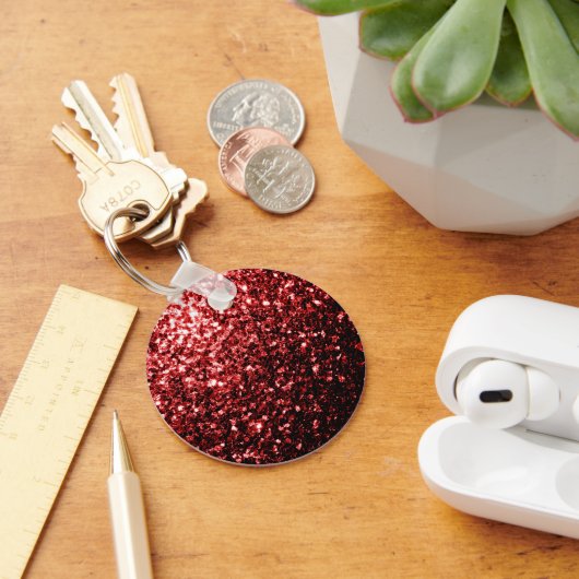 Donkerrode namaak Glitter sprankeltjes Glamour Sleutelhanger (Bureau)