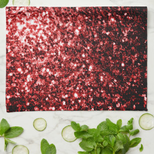 Donkerrode namaak Glitter sprankeltjes Glamour Theedoek