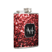 Donkerrode namaak glittersparels glamour monogram heupfles (Rechts)
