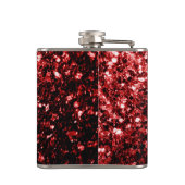 Donkerrode namaak glittersparels glamour monogram heupfles (Achterkant)