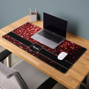 Donkerrode namaak glittersparels Monogram Bureaumat