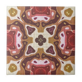 Donkerrode oker geel bruin etnische stam kunst tegeltje (Voorkant)