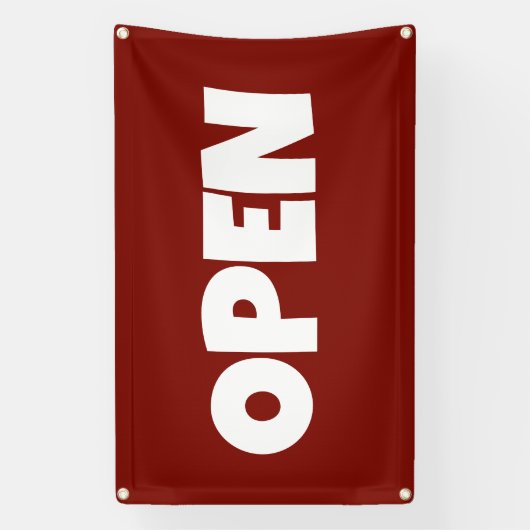 Donkerrode OPEN Banner (Verticaal)