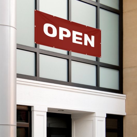 Donkerrode OPEN Banner (Buitenkant Gebouw)