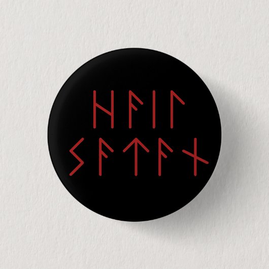 Donkerrode Ouder Futhark Hail Satan Ronde Button 3,2 Cm (Voorkant)