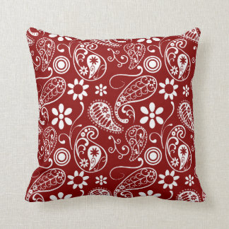 Donkerrode Paisley; Bloemen Kussen