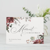 Donkerrode Poinsettia Bloem Kerstmis  Feestdagenkaart (Staand voorkant)