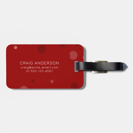 Donkerrode Pop Stippen Bagagelabel (Achterkant horizontaal)