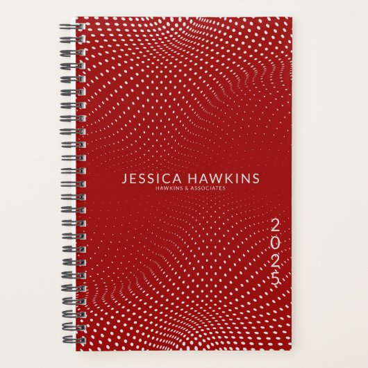 Donkerrode Pop Stippen Jaar Wekelijks Planner (Voorkant)