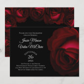 Donkerrode rode rozengothische legante bruiloft kaart (Voorkant / Achterkant)