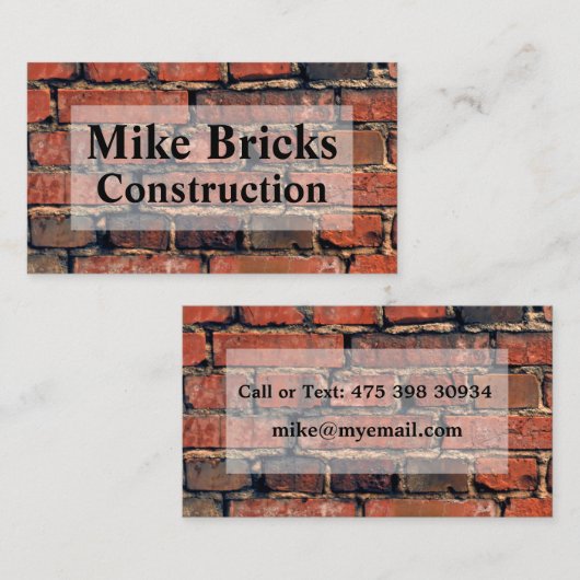 Donkerrode rok Pattern Wall Masonry Visitekaartje (Voorkant / Achterkant)