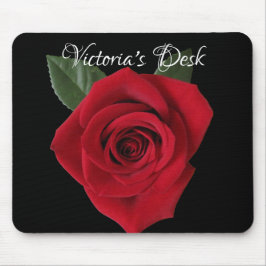 Donkerrode roodrooddesk Mousepad met naam Muismat