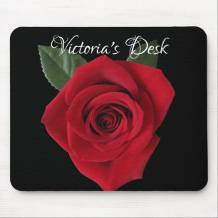 Donkerrode roodrooddesk Mousepad met naam Muismat