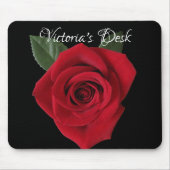 Donkerrode roodrooddesk Mousepad met naam Muismat (Voorkant)