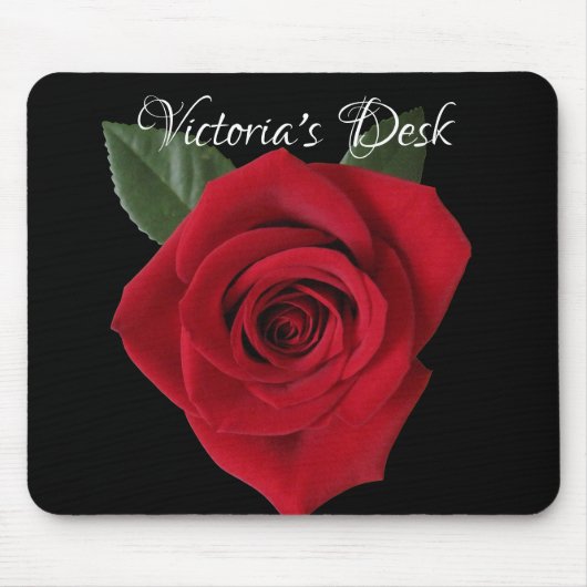 Donkerrode roodrooddesk Mousepad met naam Muismat (Voorkant)